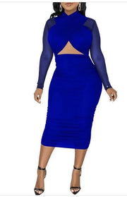 Long Sleeve Halter Dress