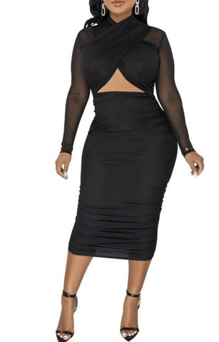Long Sleeve Halter Dress