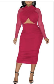 Long Sleeve Halter Dress