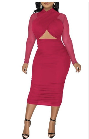 Long Sleeve Halter Dress