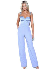 Sarina Baby Blue Satin Corset Jumpsuit