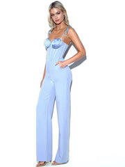 Sarina Baby Blue Satin Corset Jumpsuit
