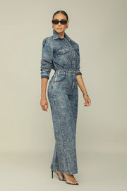 Washed Denim Shirts Jacket and Pants Set