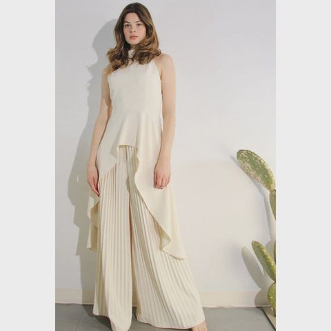 Eva Hi-Low Hem Dressy Top and Pleated Pants Set