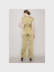 Satin Sleeveless V-Neck Jumpsuit