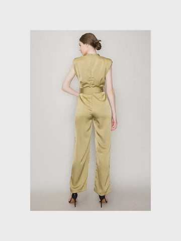 Satin Sleeveless V-Neck Jumpsuit