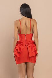 Bandage mini dress with ruffle detail