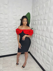 Fiesta Time Bandage Colorblock Ruffle Dress