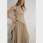 Eva Hi-Low Hem Dressy Top and Pleated Pants Set