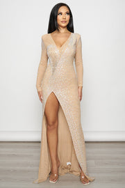 Rhinestone Fishnet Maxi Dress
