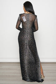 Rhinestone Fishnet Maxi Dress