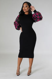 Sequins Sleeve Black Dress