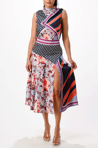 Multi Print Mix Match Satin Skirt
