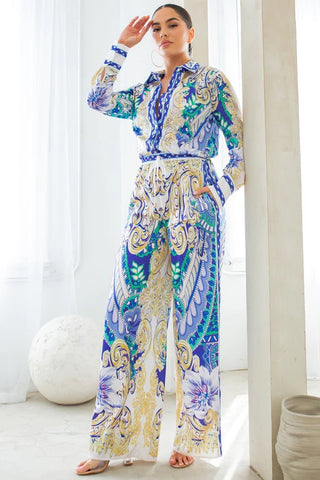 SHIRTS WITH WIDE PANTS SET-PURPLE