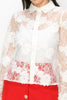 Long sleeve 3D floral lace button front shirt blouse