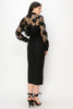 Long sleeve 3D floral lace button front shirt blouse