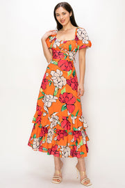 Open back ruffle maxi dress