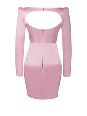 Pink Satin Corset Dress with Crystals
