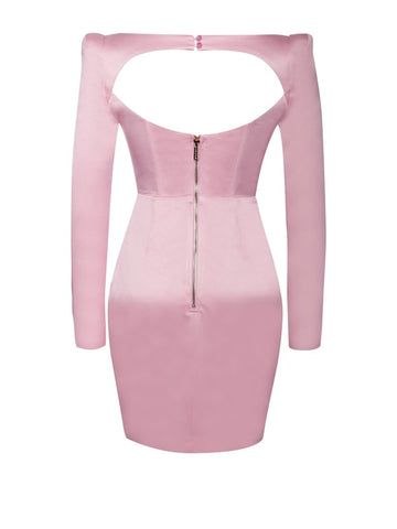 Pink Satin Corset Dress with Crystals